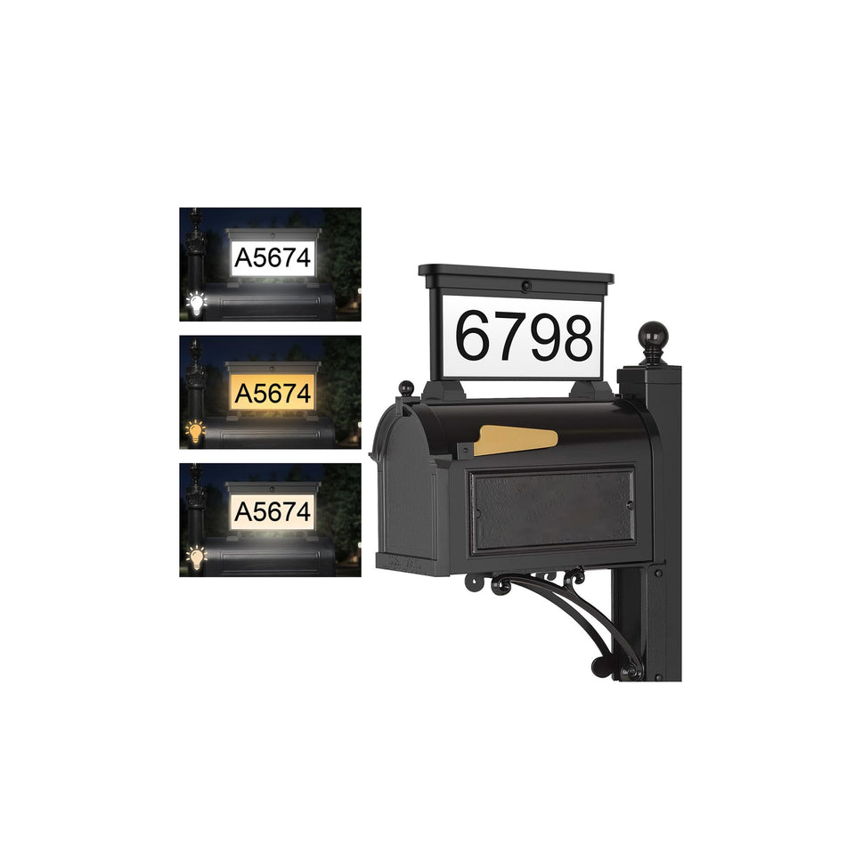 LumiZen solar address sign double-sided for daytime and nighttime visibility