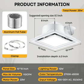 LUMLLSAJI 110CFM airflow captures efficient moisture removal in compact baths