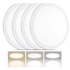 LUMLLSAJI 4-pack LED flush mount with slim profile for space-saving ceilings.