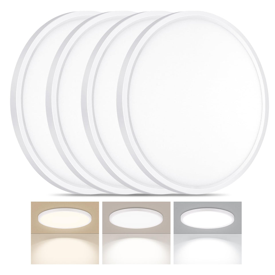 LUMLLSAJI 4-pack LED flush mount with slim profile for space-saving ceilings.