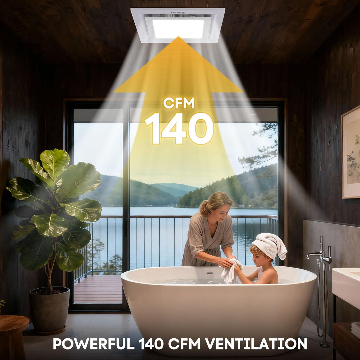 LUMLLSAJI all-in-one unit brightens and ventilates bathrooms.