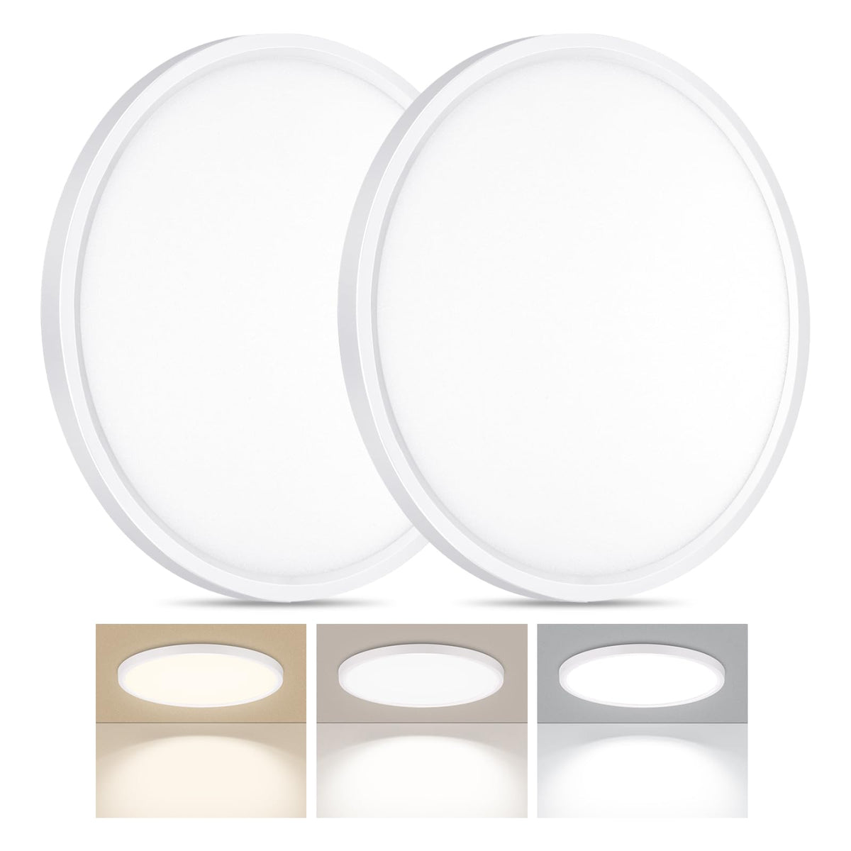 LUMLLSAJI LED flush mount round light 2-pack for sleek ceiling illumination