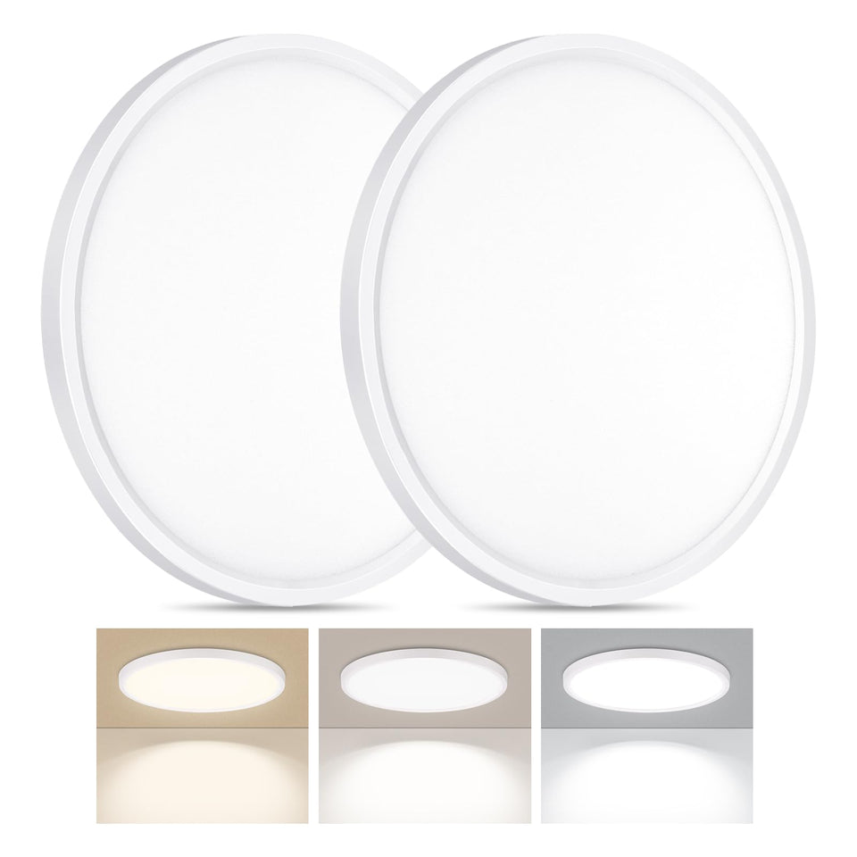 LUMLLSAJI LED flush mount round light 2-pack for sleek ceiling illumination