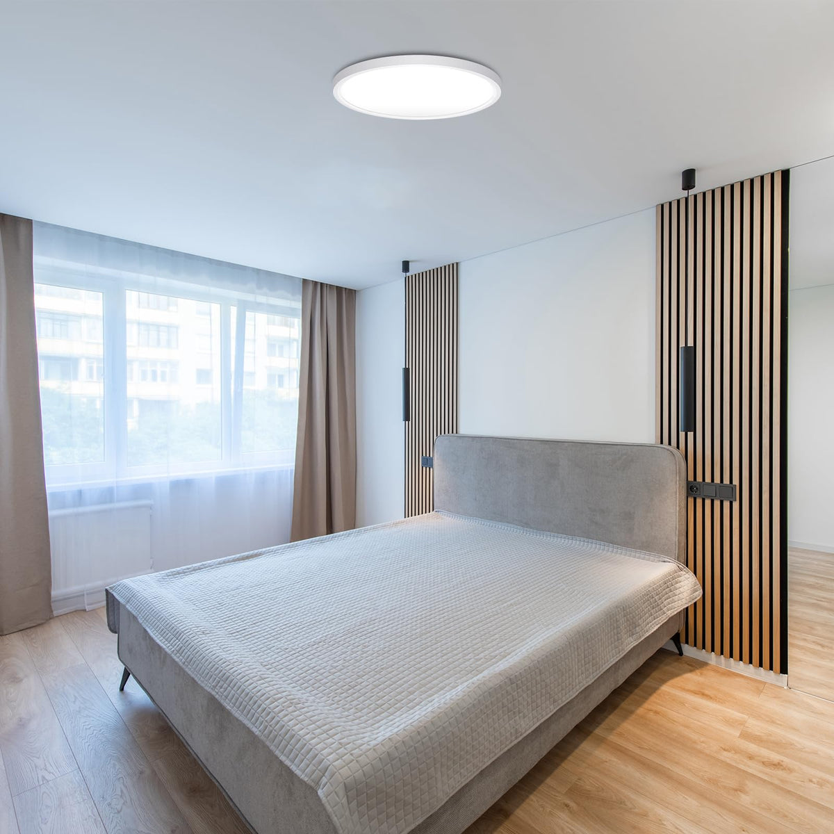 LUMLLSAJI Modern white finish ceiling light complements contemporary decor.