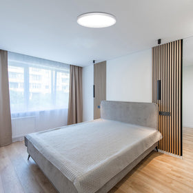 LUMLLSAJI Modern white finish ceiling light complements contemporary decor.