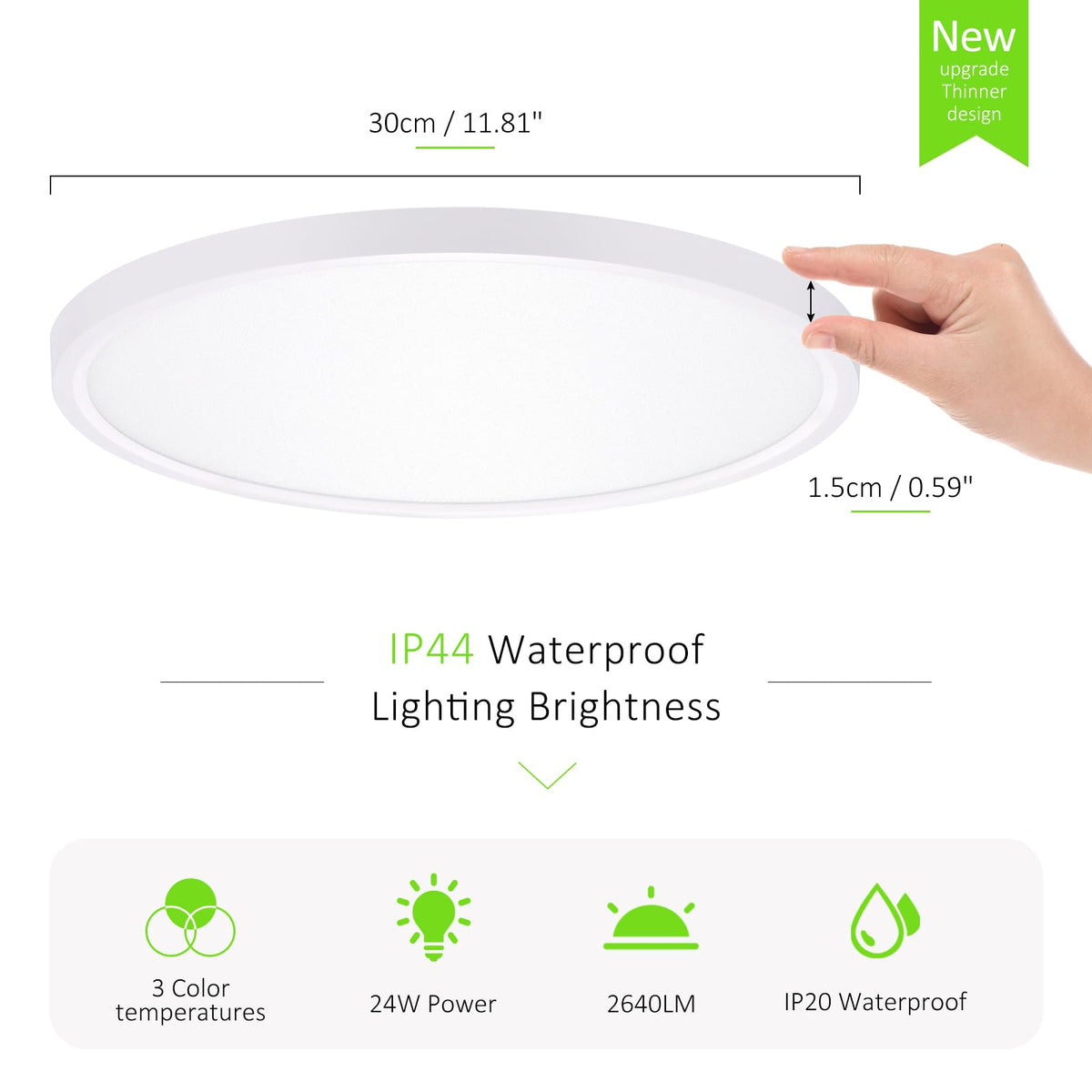 LUMLLSAJI ultra-thin ceiling fixture blending with modern interiors.