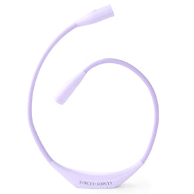 Lumos Knitting Light around the neck provides even illumination for comfortable knitting.