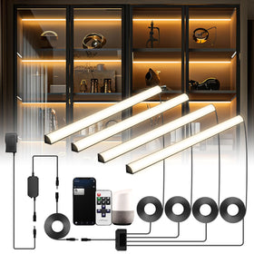 Lumtide black shelf lights with V-shaped design for indirect, glare-free illumination.