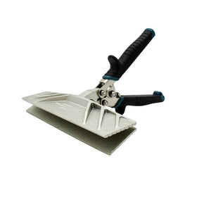 Luna Crates 9-inch seamer shown for precise bending on roof flashing and fascia