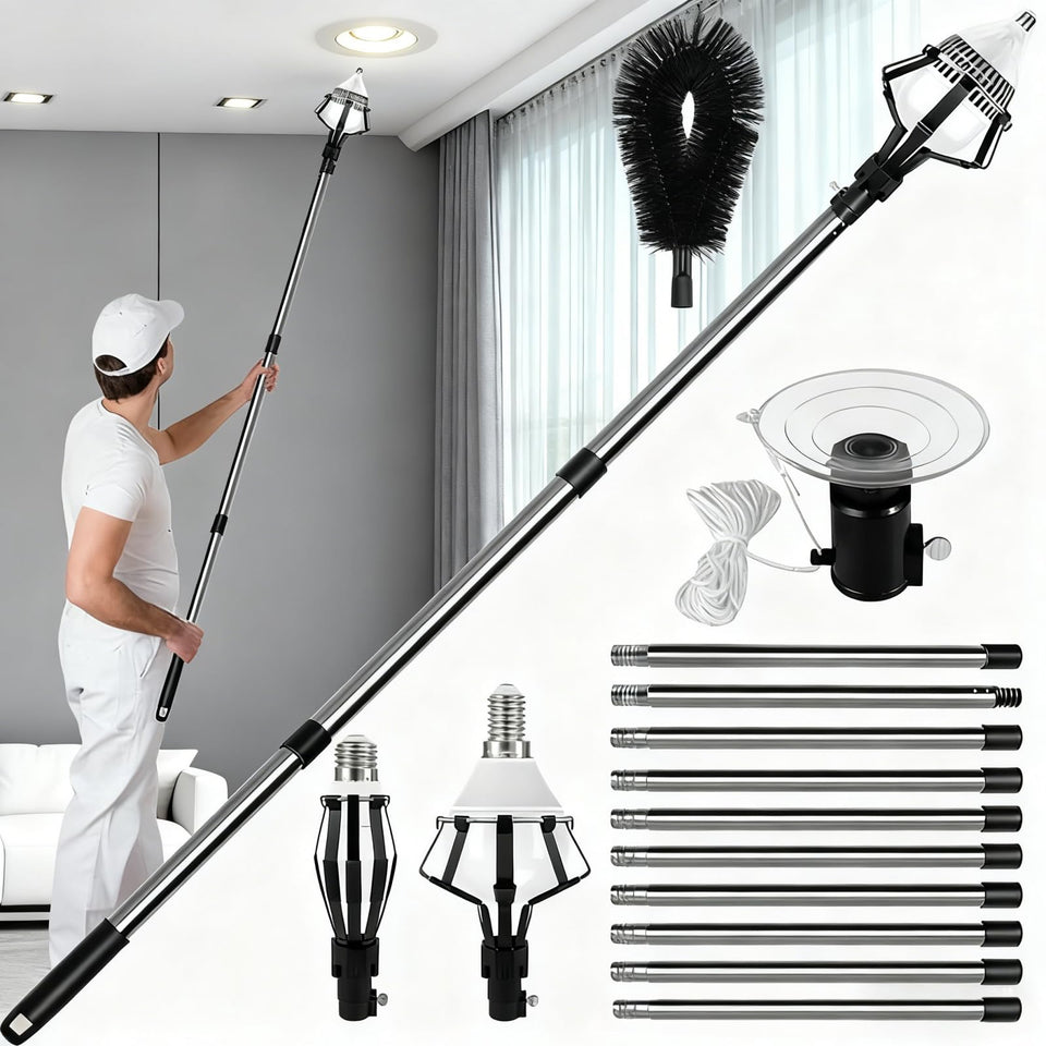 Lunajoylia 13ft light bulb changer pole extended reach for tall ceilings