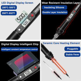 Lunamor LCD pen-type tool clearly shows temperature for precise control.