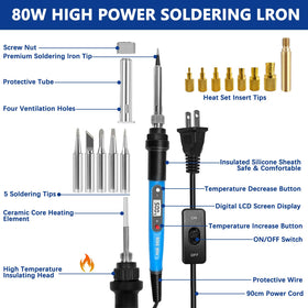 Lunamor soldering kit heat-set tips for multiple insert sizes.