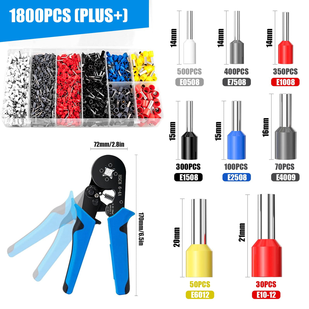 LUNEY 1800pcs wire end terminals ready for professional wiring