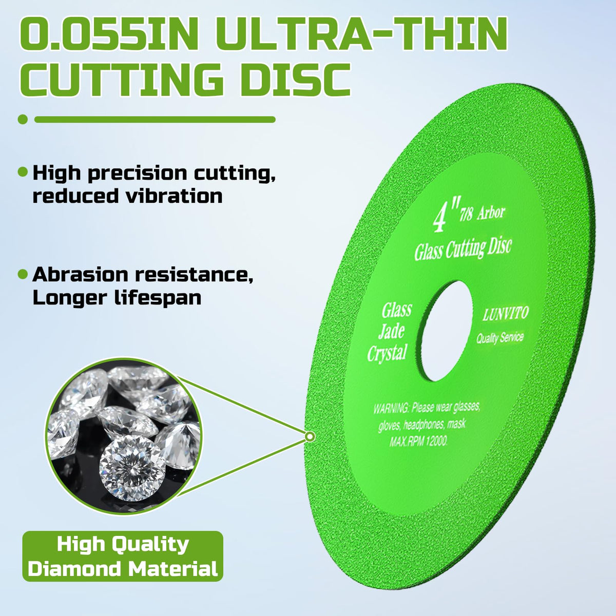 LUNVITO diamond blade showing precision edge for clean cuts