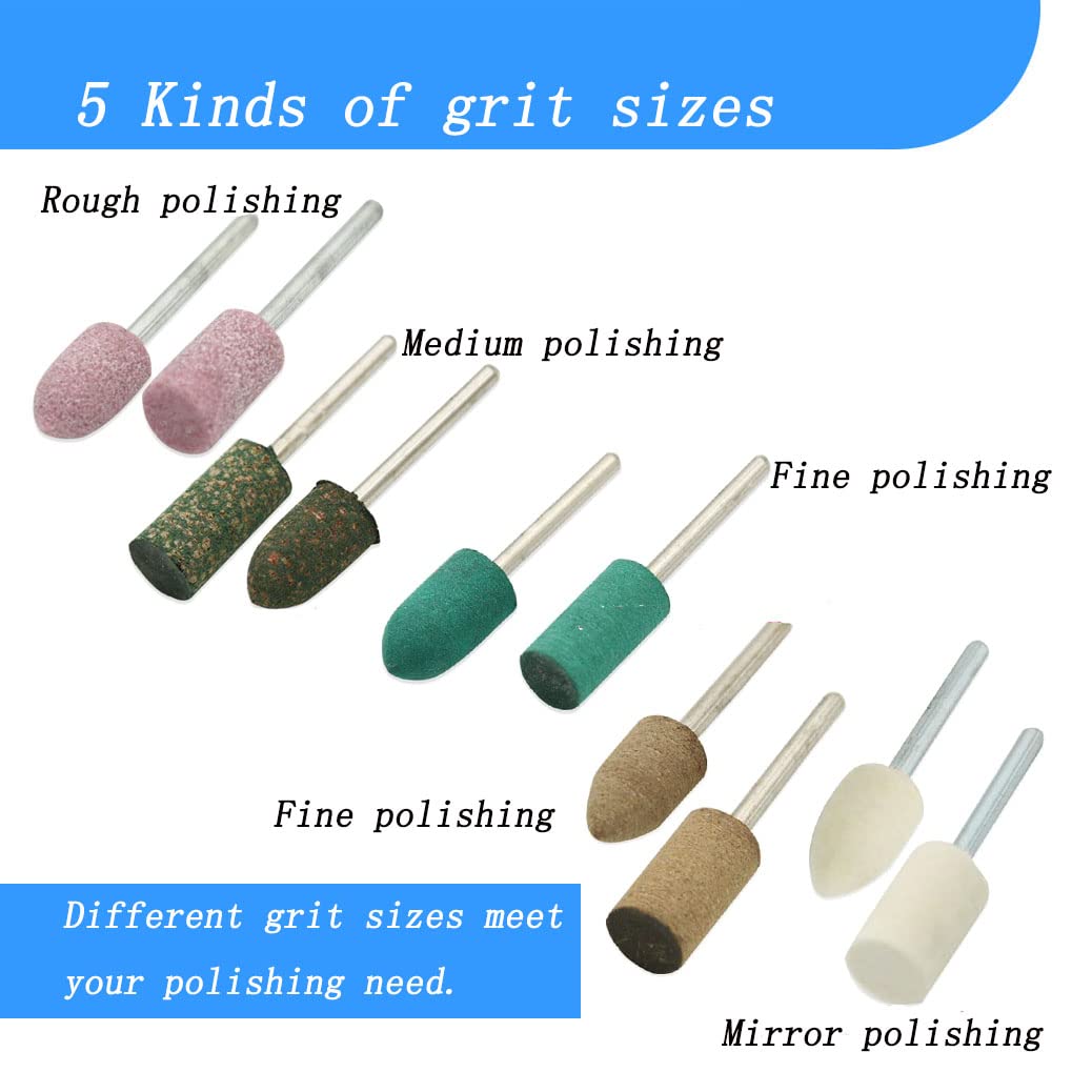 Luo ke polishing bits, bullet 8mm rubber, gentle smoothing for glass or plastics.