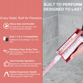 LUORIN epoxy gun ergonomic grip ensures comfortable operation during long jobs.