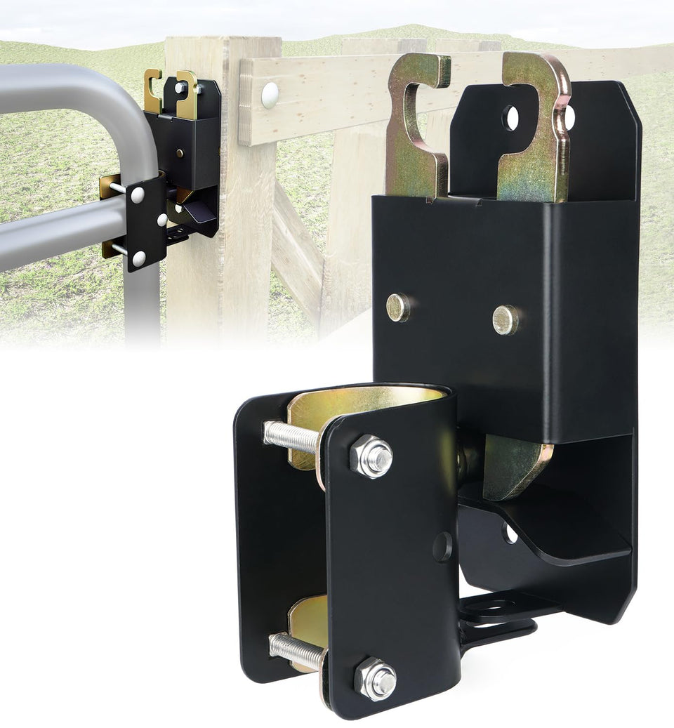 Lupar 2-Way Farm Gate Latch installed on a gate for livestock control.