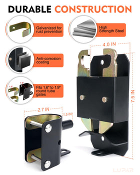 Lupar heavy-duty gate latch demonstrates durable construction for harsh weather.
