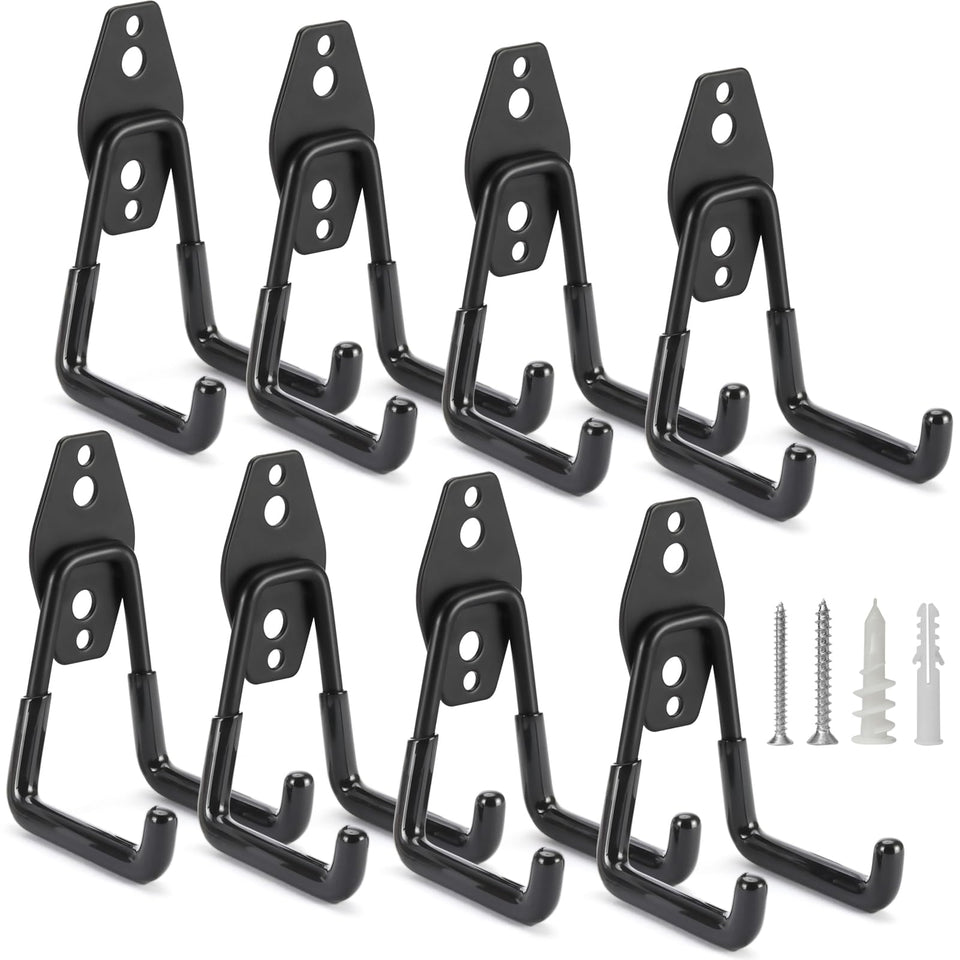 LUPYJI 8-pack garage hooks mounted on wall for organized space