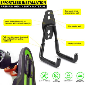 LUPYJI heavy-duty garage hooks close-up shows steel and anti-slip coating