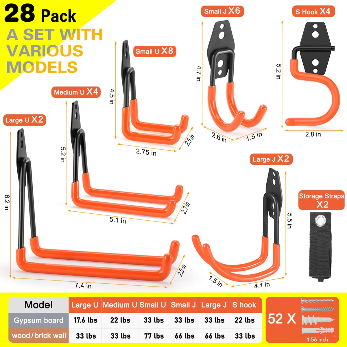 LUPYJI six-model hook set demonstrating versatility for tools and gear