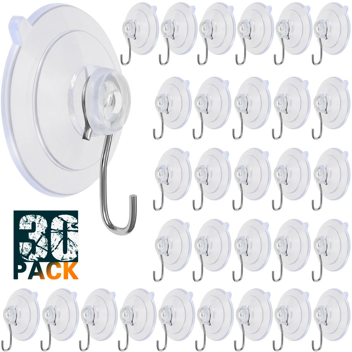 LUPYJI suction cup hooks on glass surface for discreet organization.