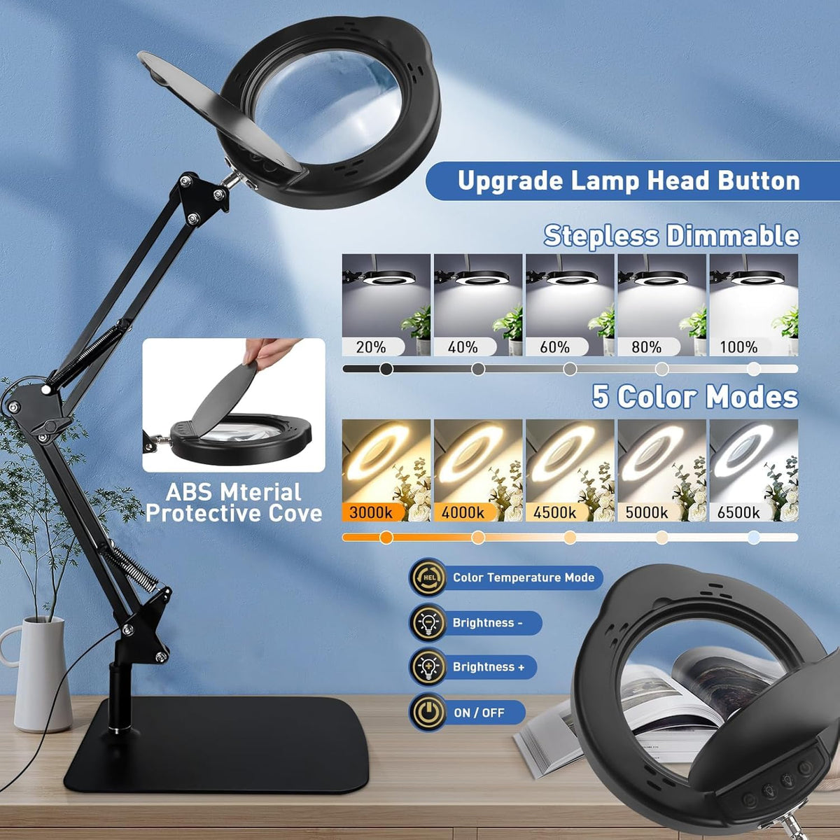 Luraines magnifier top-button control for easy adjustments
