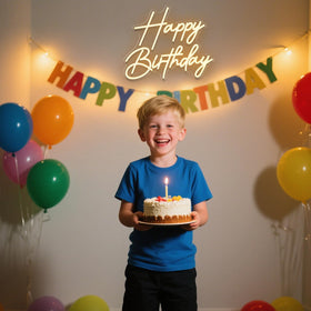 Lurevia sign used as backdrop for birthday photo moments.