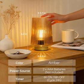 Lusharbor amber ribbed glass lamp adds depth to any room