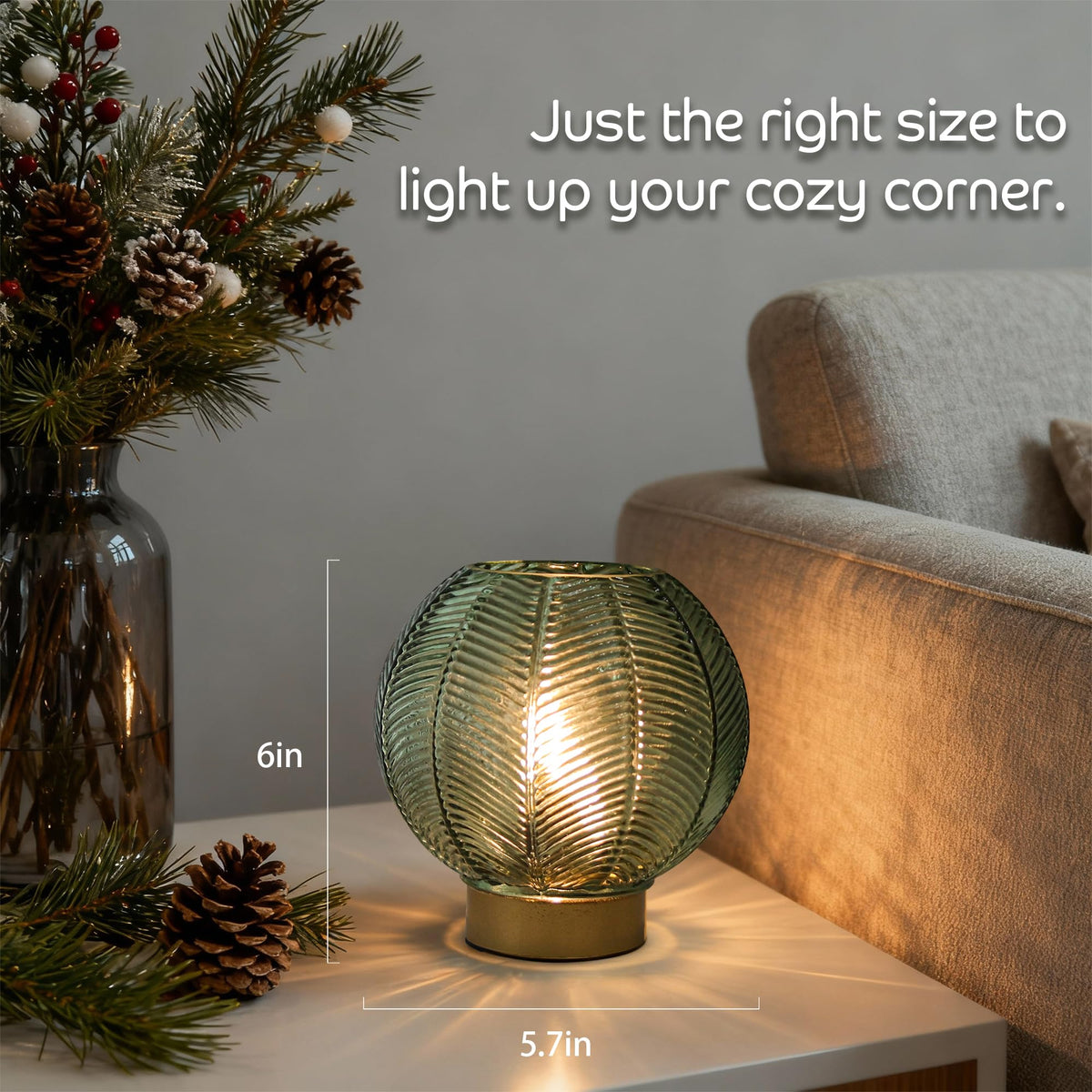 LUSHARBOR compact cordless lamp suitable for shelves and corners without cords.
