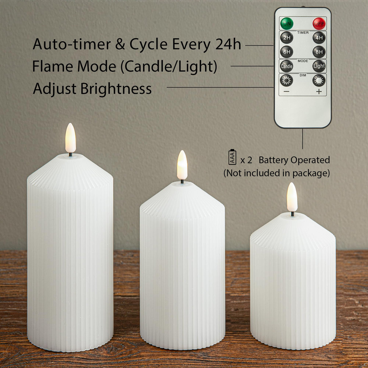 Ultra-realistic flicker enhances mood without flame.
