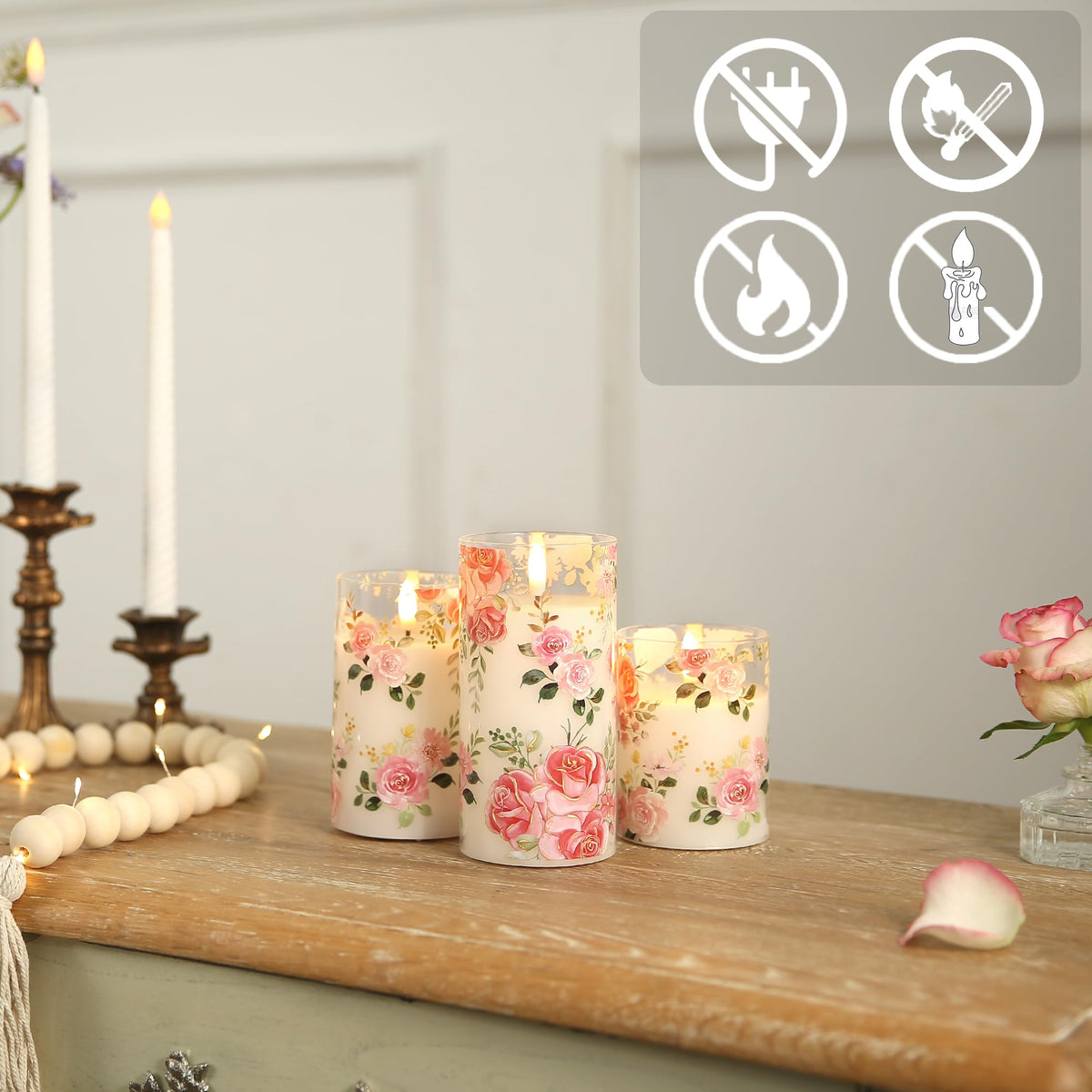 LUSHARBOR gift-pack rose candles ideal for birthdays or anniversaries