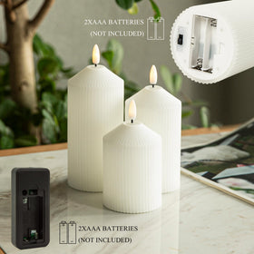 Battery-operated candles ideal for weddings, dorms, and patios.