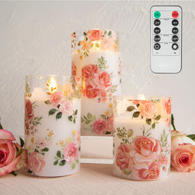 LUSHARBOR rose glass candle glowing softly for romantic dining ambience