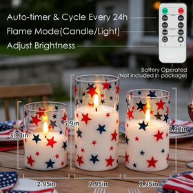 LUSHARBOR Three-pack candles ideal for July 4th and Memorial Day