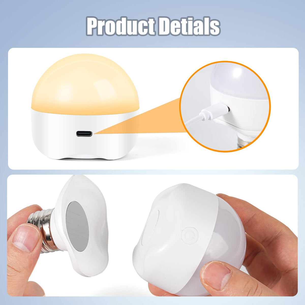 LUSKLLI magnetic-base bulb easy installation and quick charging.