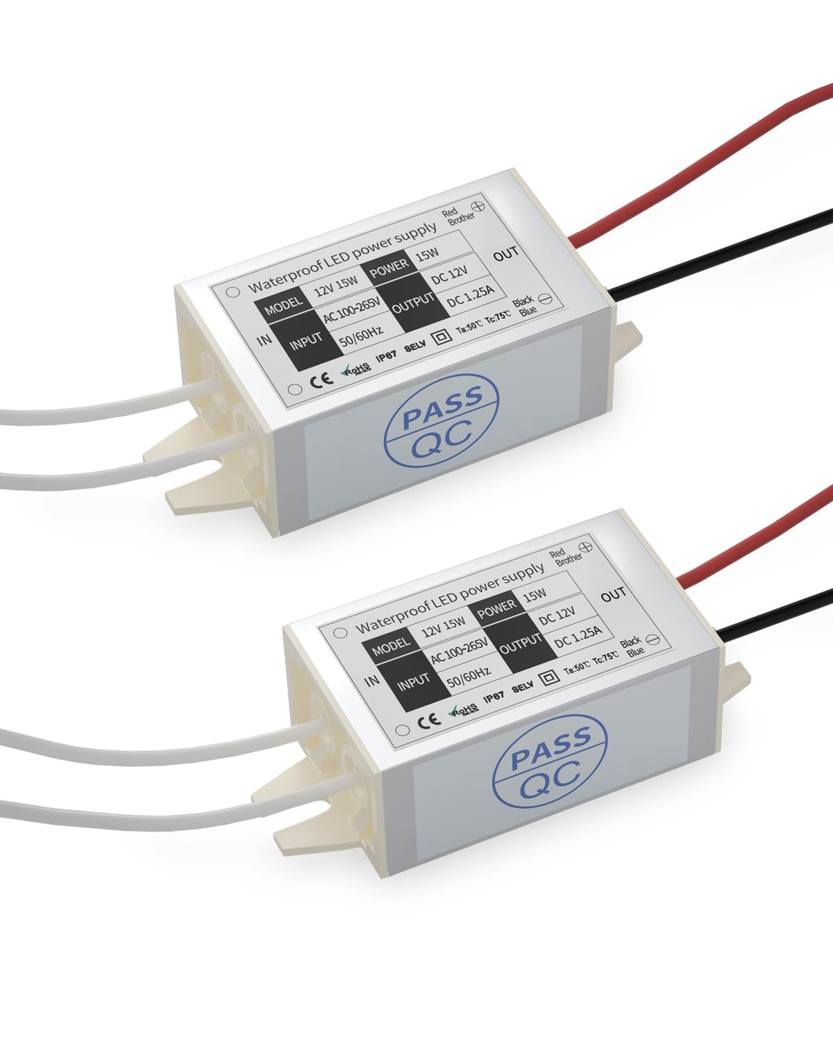 Lustaled DC12V 15W power supply top view for compact LED installs.