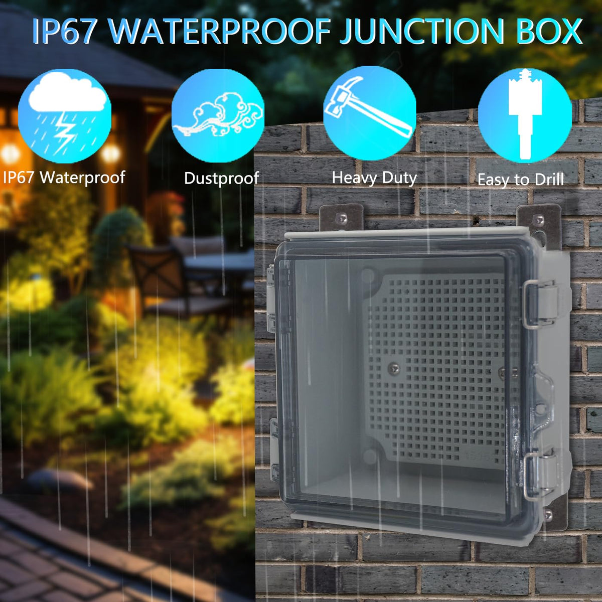 LuSumtly ABS-plastic-enclosure with stainless latch ensures durable outdoor mounting.