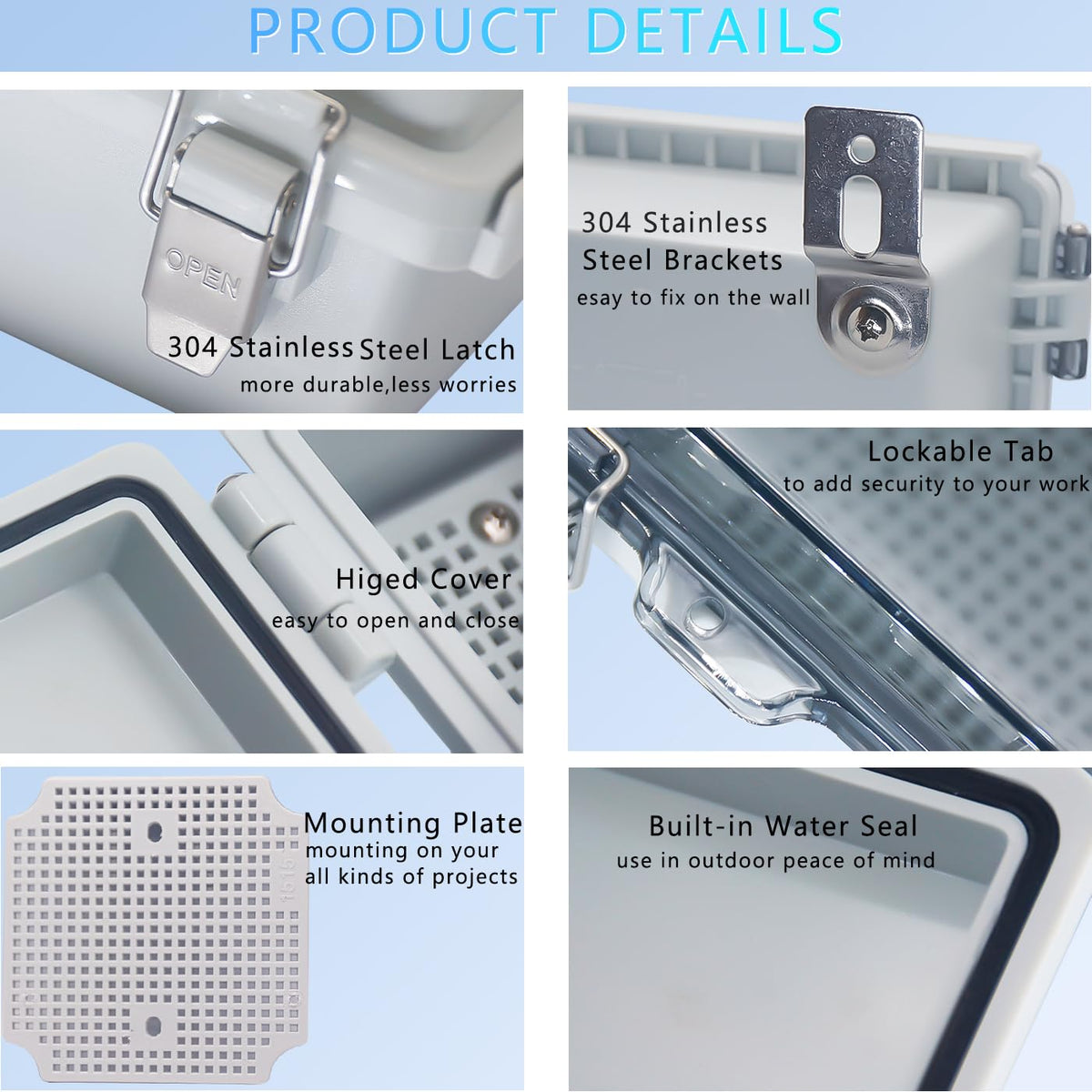 LuSumtly hinged-cover outdoor box enables quick maintenance access.