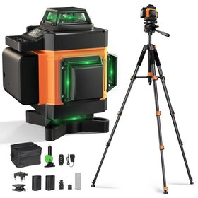 Lusweimi laser level with 72in tripod provides stable tiling reference lines.