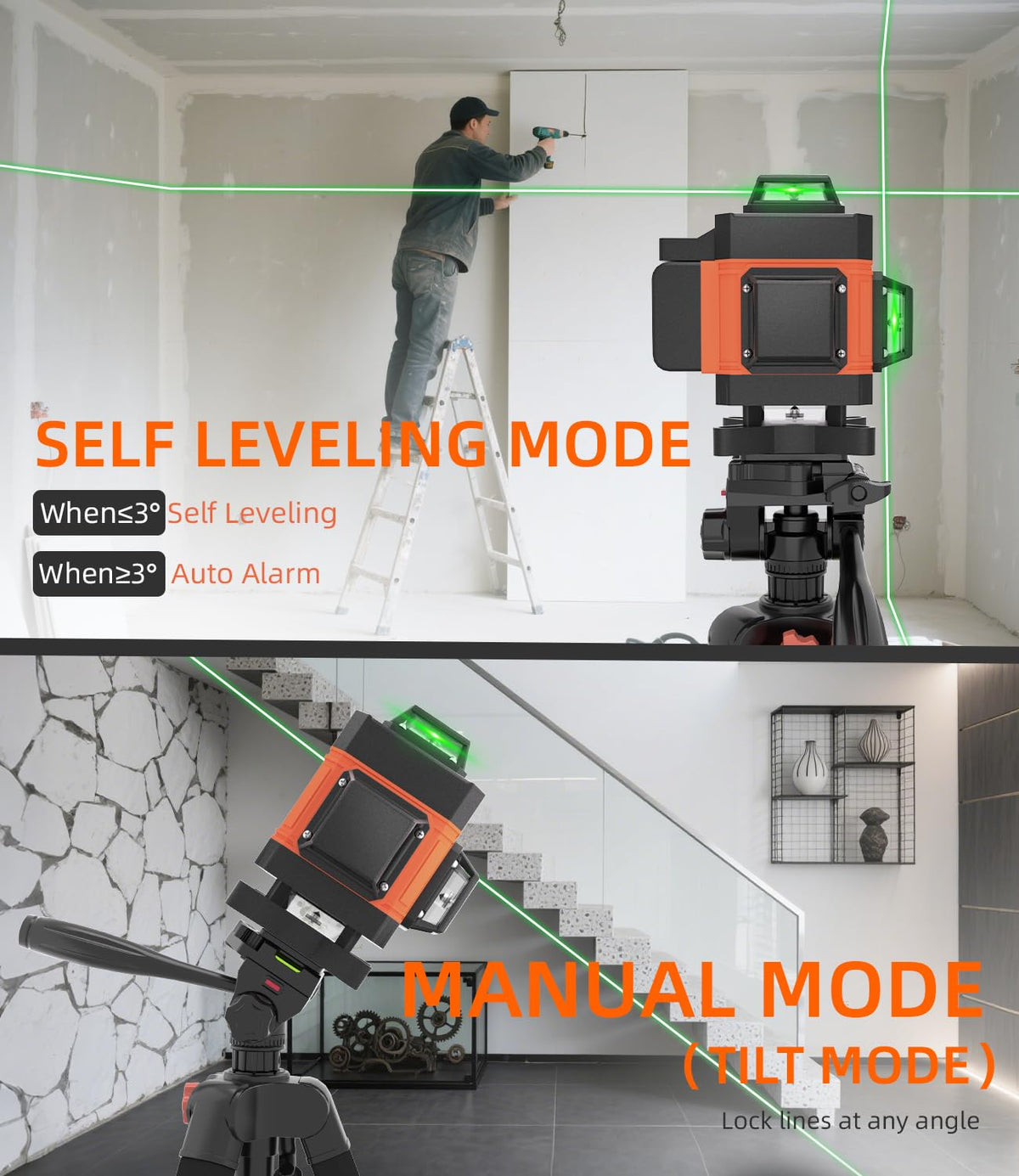 Lusweimi laser level remote control enables easy setup adjustments.