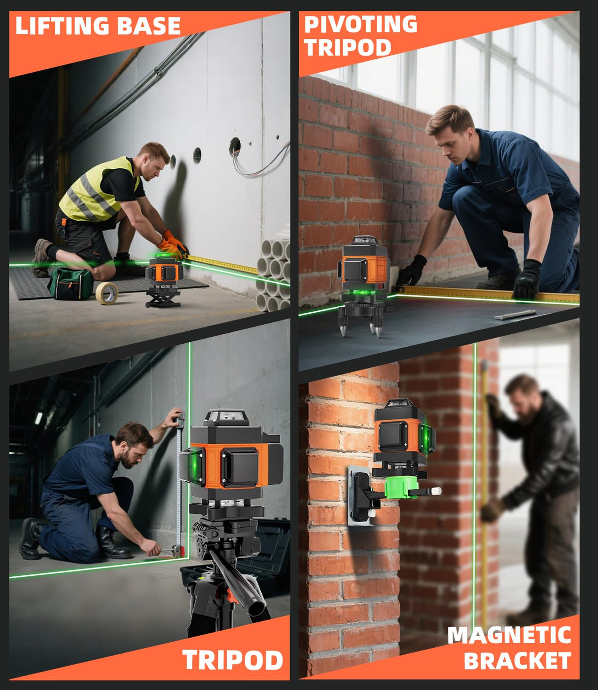 Lusweimi laser level supports precise tile layout on walls and floors.