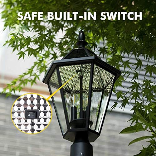 LUTEC vintage lantern-style post light enhances curb appeal and safety