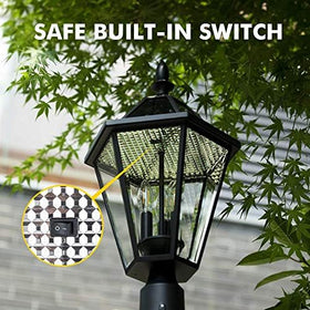 LUTEC vintage lantern-style post light enhances curb appeal and safety