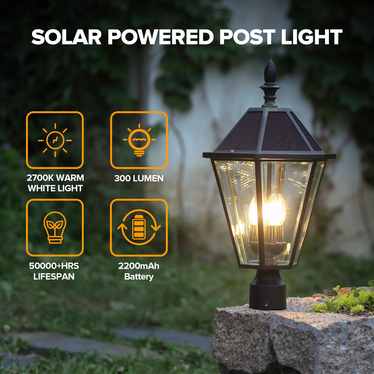 LUTEC LED post light combines solar power and dusk-to-dawn operation for easy evenings