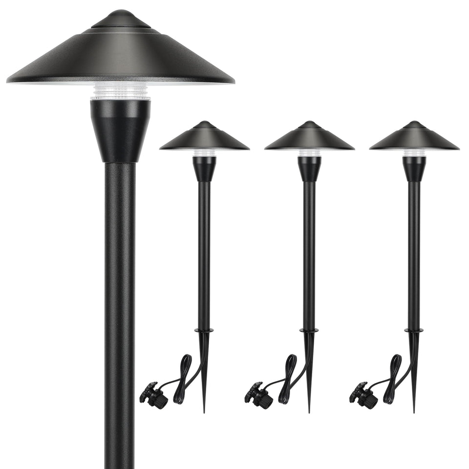 LUTEC 12V pathway light with die-cast aluminum design for durable outdoor use