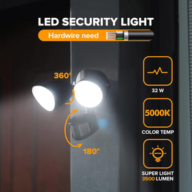 LUTEC security light showing 180-degree motion detection for broad outdoor coverage.