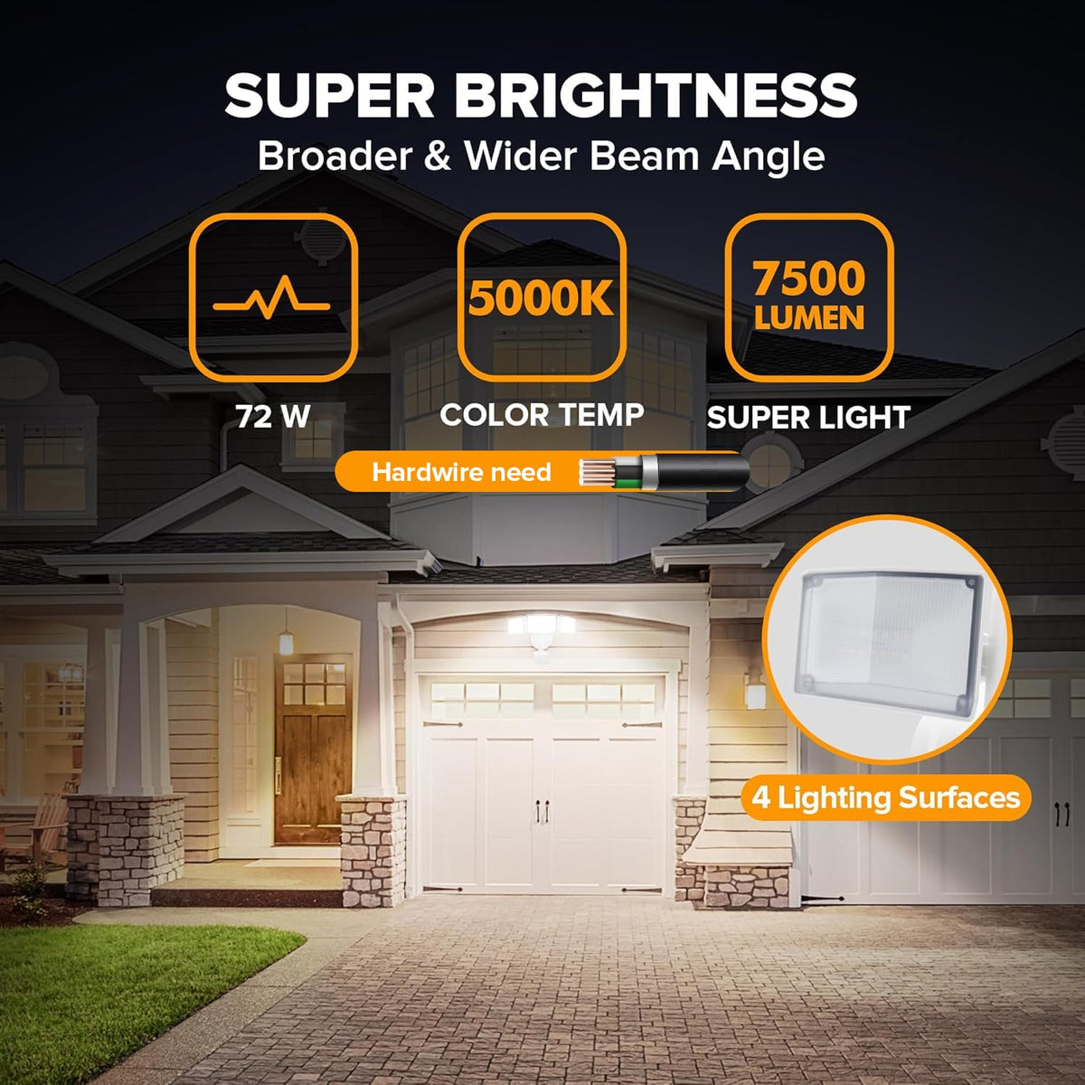 LUTEC 180-degree motion detection covers wide outdoor zones at night.