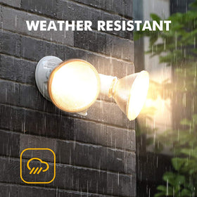 LUTEC motion-sensor floodlight, side angle, helps illuminate paths and entryways after dark.
