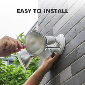 LUTEC floodlight package, front-facing installation, covers patios and gardens with two-unit setup.